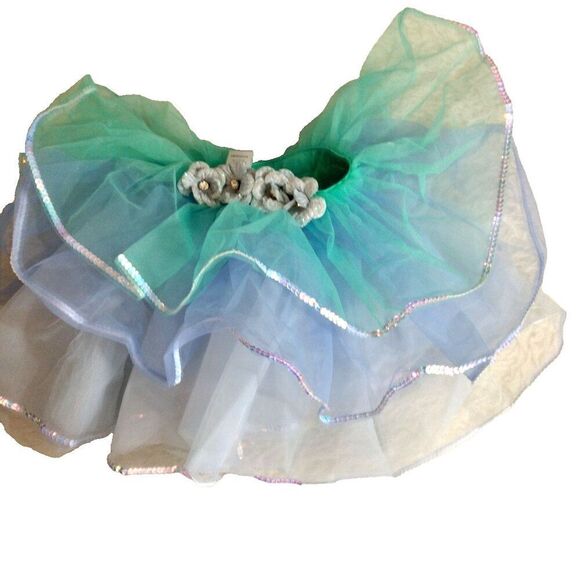 Weissman Little Girls Small 3 Tier Tutu Dance Dress Up Blue Green Gray Ruffle - Picture 1 of 4